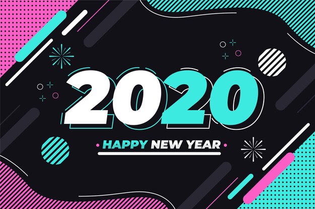 New year 2020 background in flat design