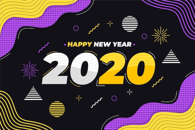 New year 2020 background in flat design