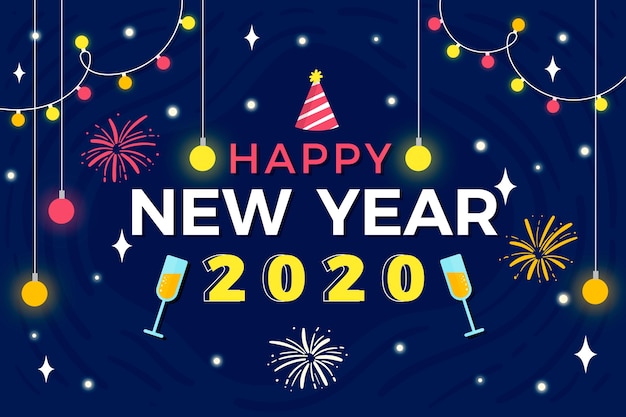 New year 2020 background in flat design