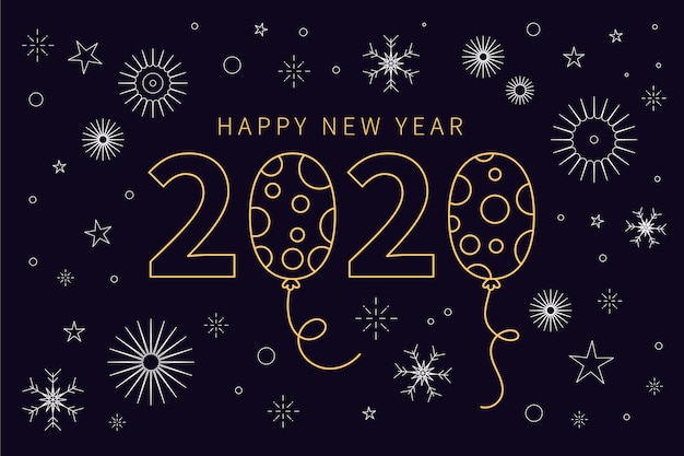 New year 2020 background in outline style