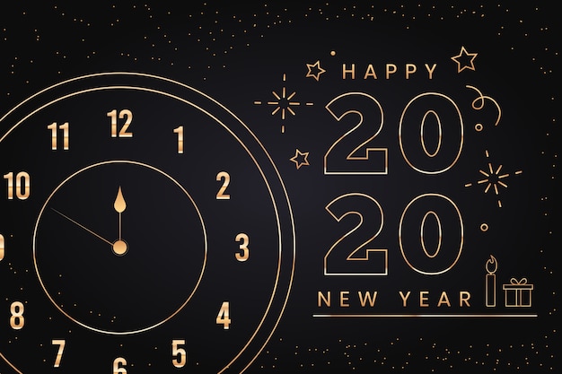 New year 2020 background in outline style