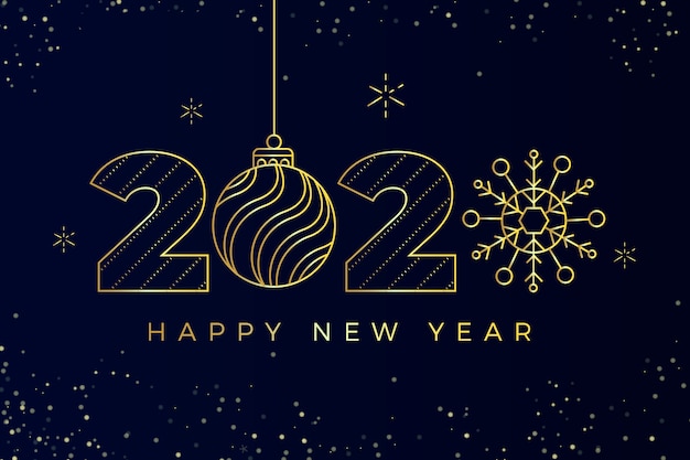 Free Vector new year 2020 background in outline style