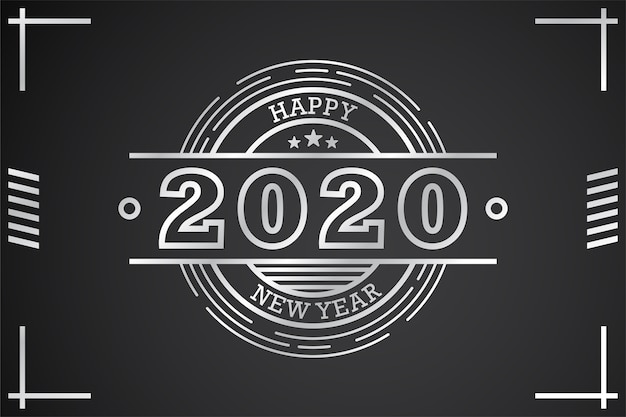 New year 2020 background in outline style