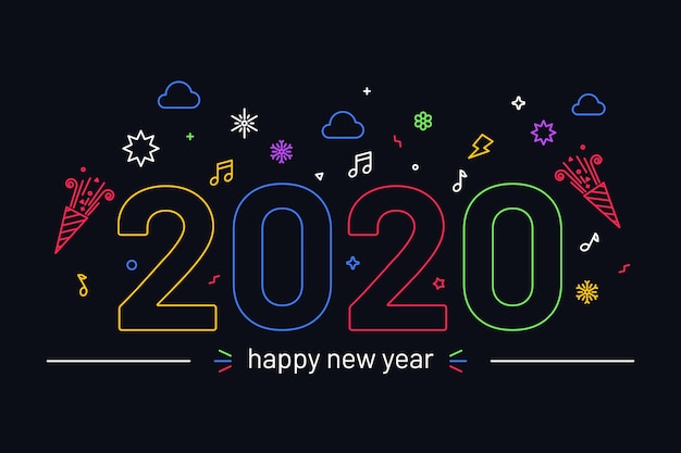 New year 2020 background in outline style