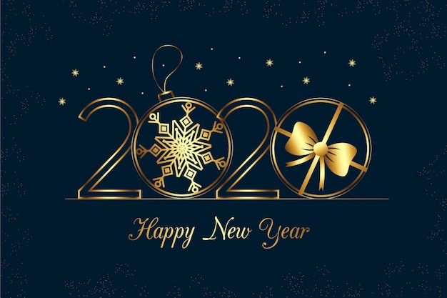 Free Vector new year 2020 background in outline style