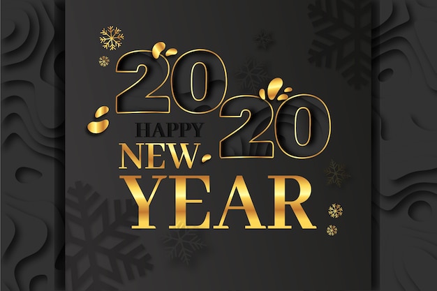 Free Vector new year 2020 background in paper style