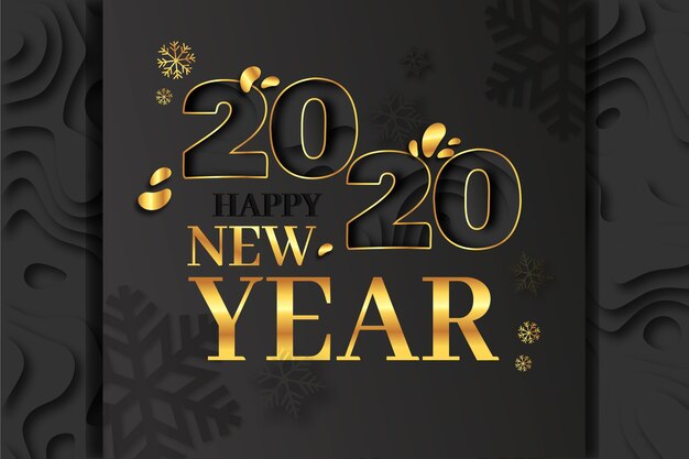 New year 2020 background in paper style