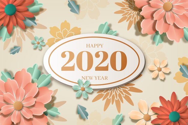 New year 2020 background in paper style