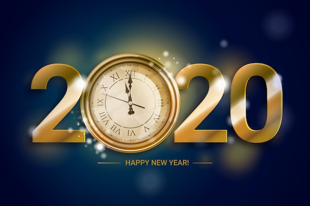 New year 2020 clock background theme