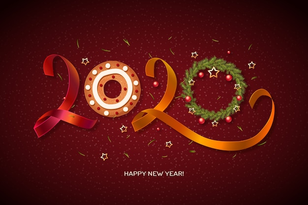 Free Vector new year 2020 clock background