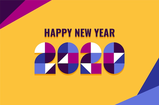 New year 2020 flat design wallpaper