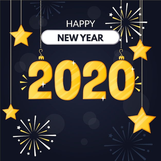 New year 2020 in flat design