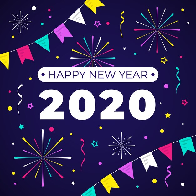 New year 2020 in flat design