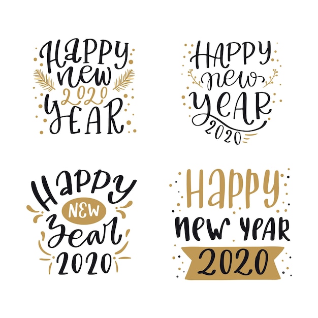 Free Vector new year 2020 lettering collection