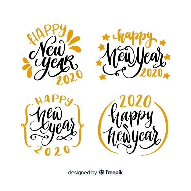 New year 2020 lettering set