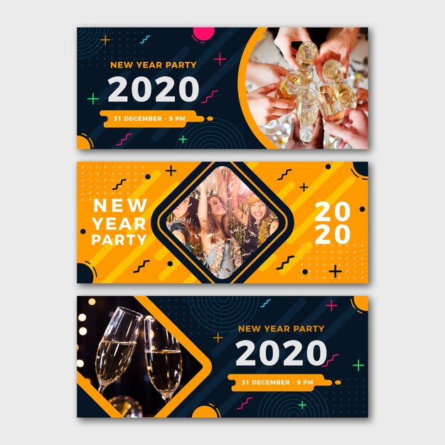 New year 2020 party banners with photo