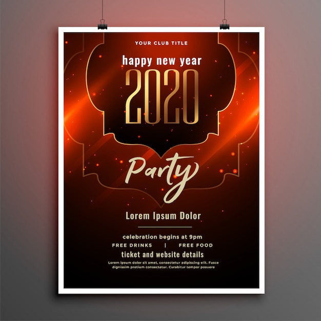 New year 2020 party flyer or poster template