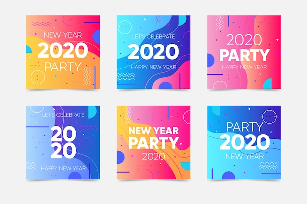 Free Vector new year 2020 party instagram post collection