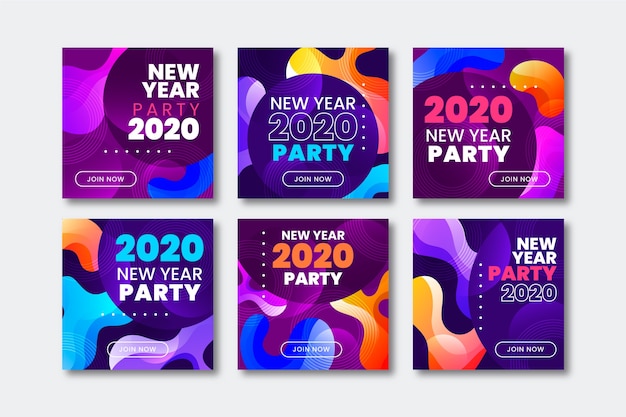 Free Vector new year 2020 party instagram post collection