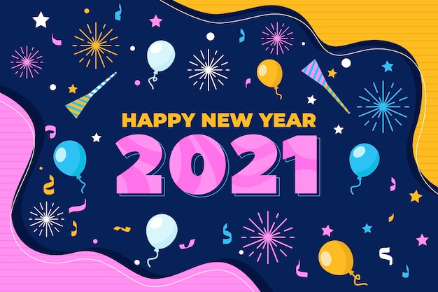 New year 2021 background in flat design