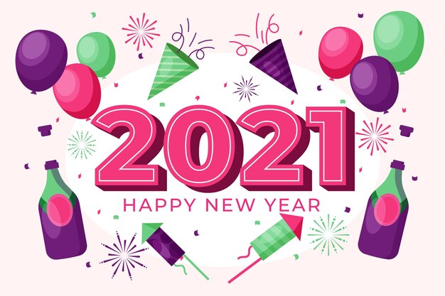 New year 2021 background in flat design