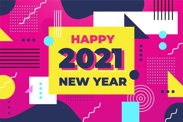 New year 2021 background in flat design