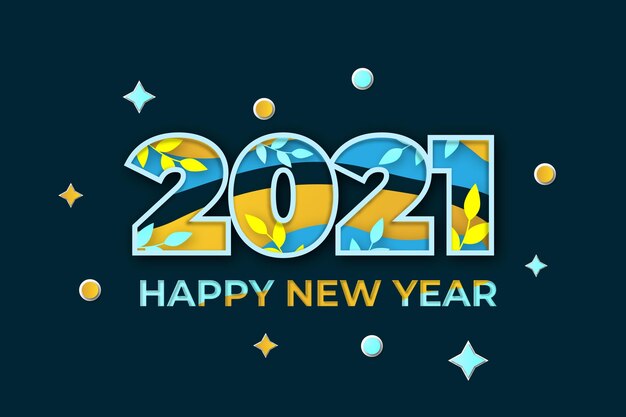 New year 2021 background in paper style