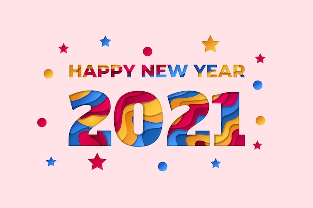 New year 2021 background in paper style