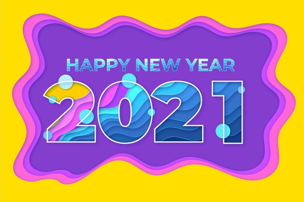 New year 2021 background in paper style