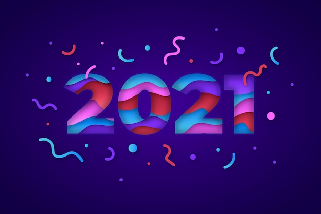 Free Vector new year 2021 background in paper style