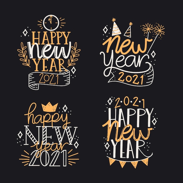 Free Vector new year 2021 lettering collection