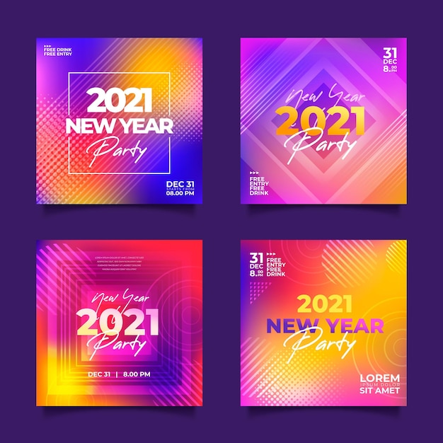 Free Vector new year 2021 party instagram posts