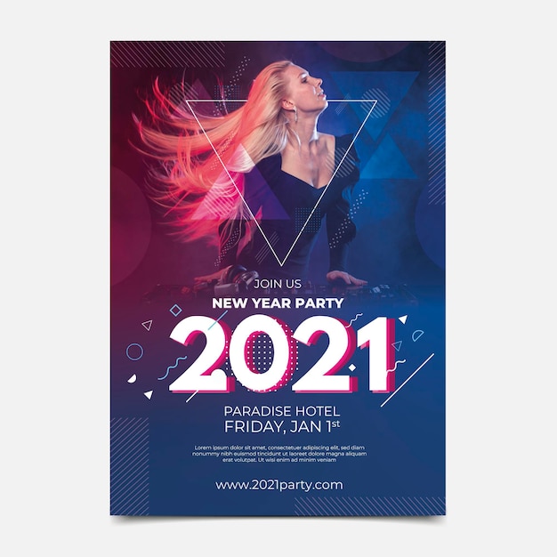 New year 2021 party poster template