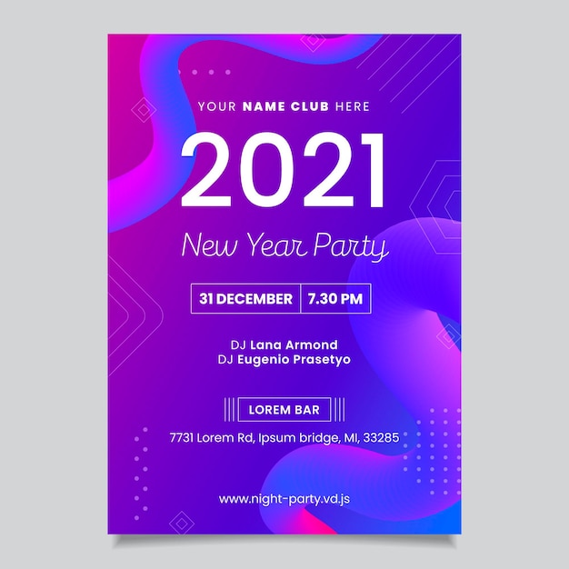 New year 2021 party poster template