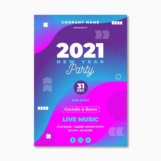 New year 2021 party poster template