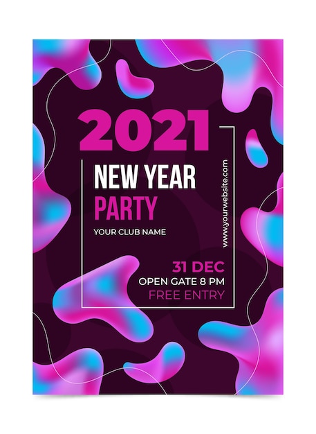 New year 2021 party poster template