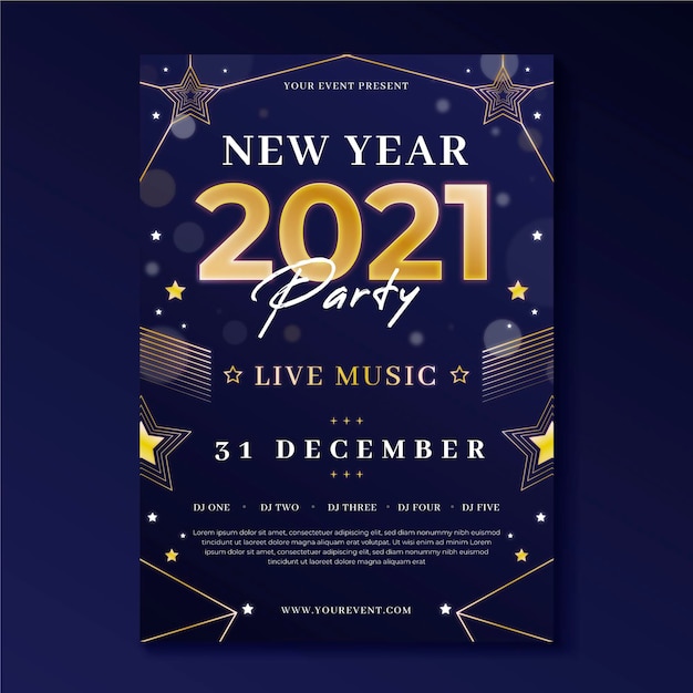 New year 2021 party poster template