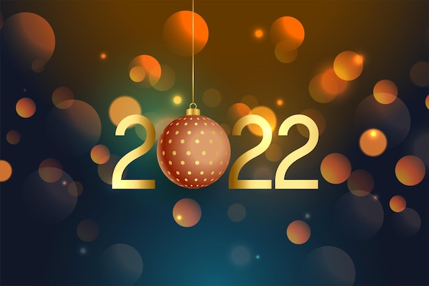 New year 2022 composition wallpaper with bokeh background