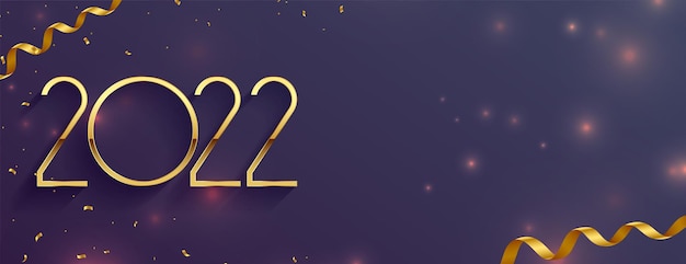 Free Vector new year 2022 golden text banner with ribbon and text space