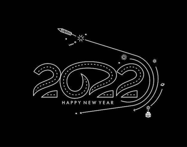 New Year 2022 Text Typography Design illustration.