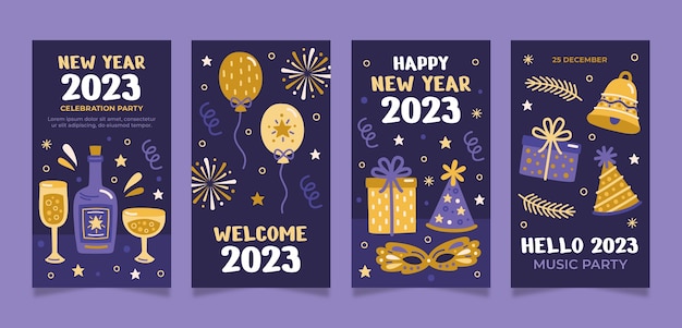 New year 2023 celebration instagram stories collection