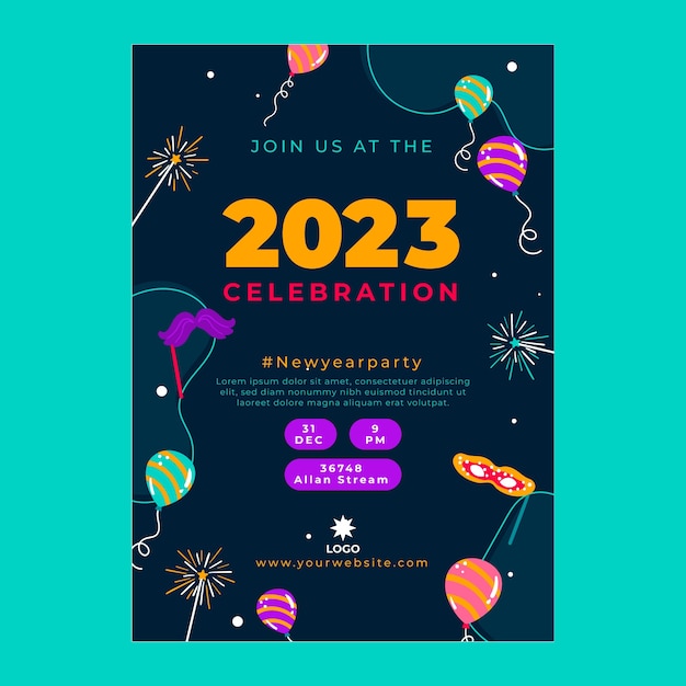 New year 2023 celebration invitation template