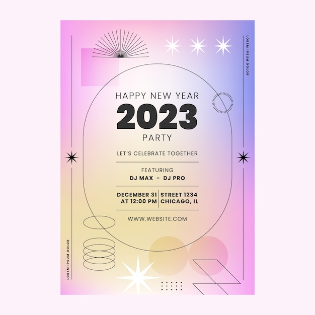 New year 2023 celebration invitation template