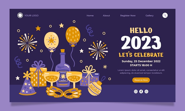 New year 2023 celebration landing page template