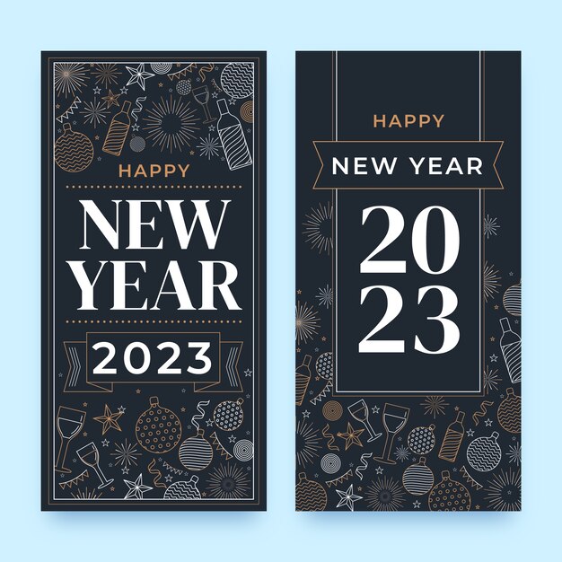 New year 2023 celebration vertical banner template