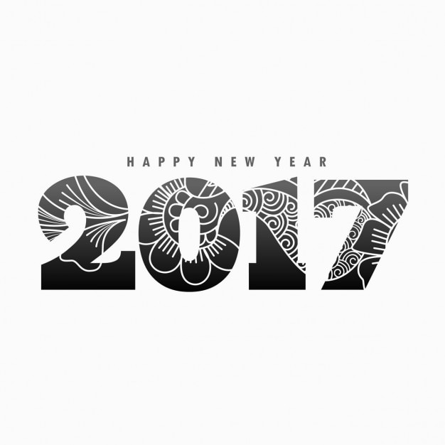 Free Vector new year background 2017 with floral sketches