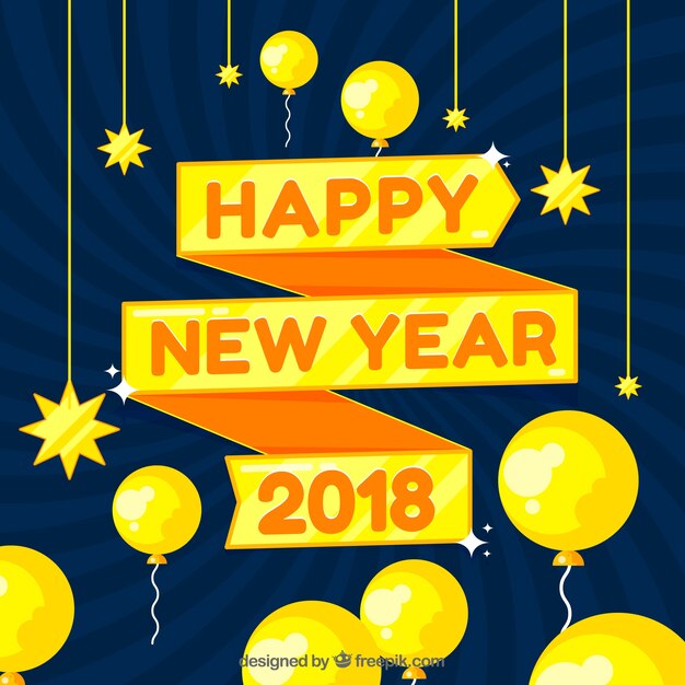 New year background in dark blue and yellow