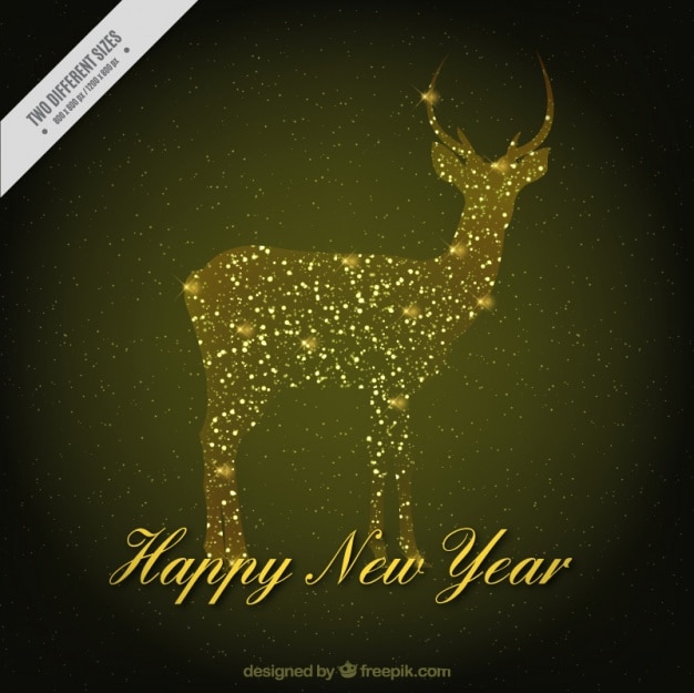 Free Vector new year background silhouette of reindeer lights