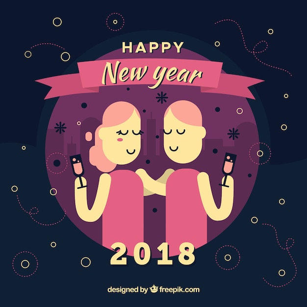 New year background with couple design