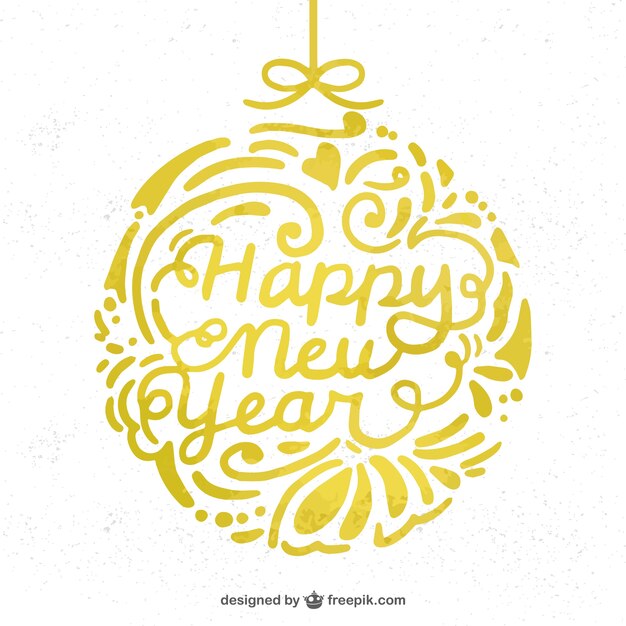 New year background with golden bauble